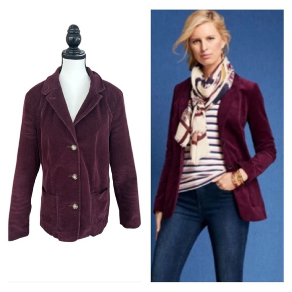 L.L. Bean  vintage Women's Burgundy Corduroy Jacket Blazer - Picture 1 of 9